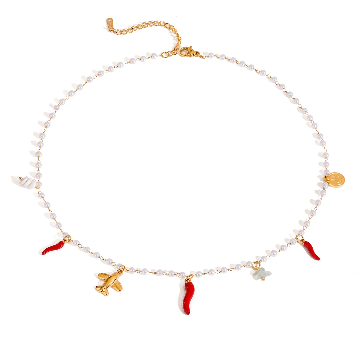 J&D Hypoallergenic 18K Gold Plated Stainless Steel Bohemian Layered Freshwater Pearl Pendant Necklace Adjustable Jewelry