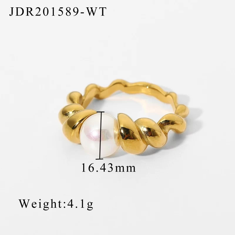 Ins Style 18K Gold Plated Zircon Enamel Ring Jewelry Stainless Steel Waterproof Open Rings for Women - Image 4