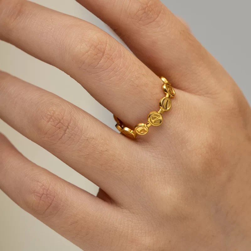 New Trendy Stainless Steel 18K Gold Plated Ring Gift Opening Cut Out Circle Oval Chain Rings for Women - Image 2