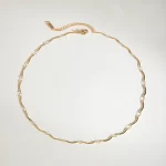 J&DModern 18K Gold Plated Stainless Steel Semi-circula Handmade Chain Necklace Durable Fashion Jewelry Everyday Wear