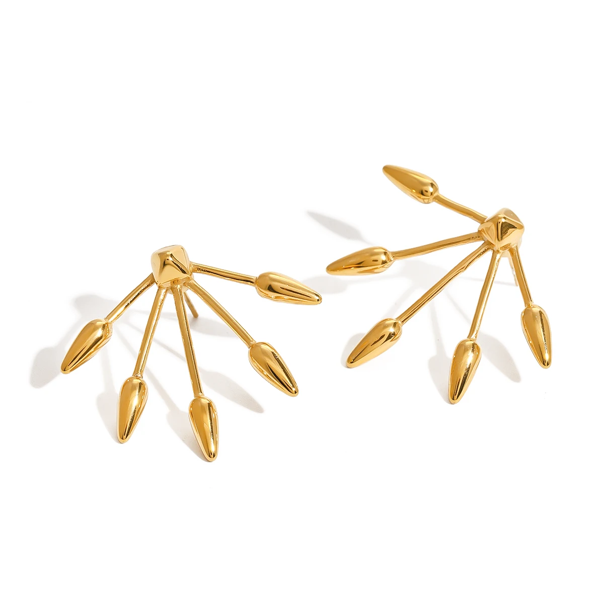 18k Gold Stainless Steel Minimalist Vintage Punk Stud Earrings Geometric Hoop with Arrow and Spike Gothic Fashion Jewelry