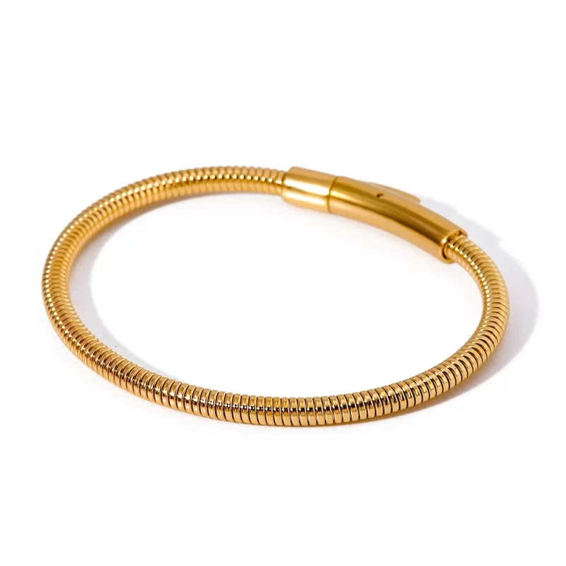 &D 18k Gold Silver Plated Stainless Steel Gold Round Snake Bone Chain Bracelet