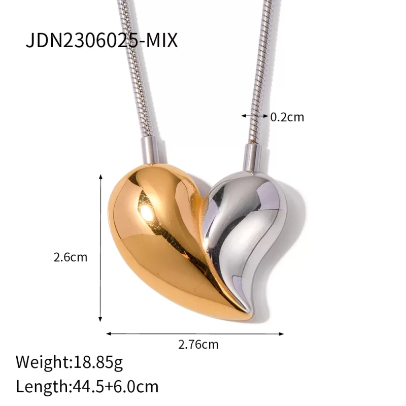 Youthway Minimalist Stainless Steel Heart Love Earrings Necklace for Women 18K PVD Plated Rust Proof Fashion Chic Jewelry - Image 6