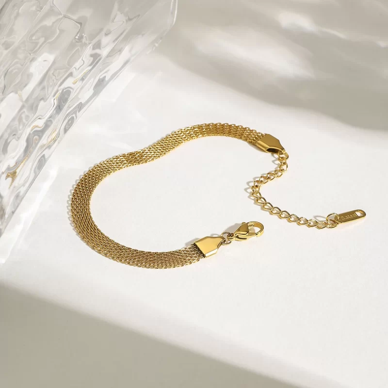 J&D Modern Trendy Minimalist 18K Stainless Steel Women's Chain Bracelet Fashion Link Jewelry - Image 4