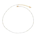 J&D 18K Gold Stainless Steel Elegant Fashion Jewelry Two-Tone Round Snake Chain Bead Necklace