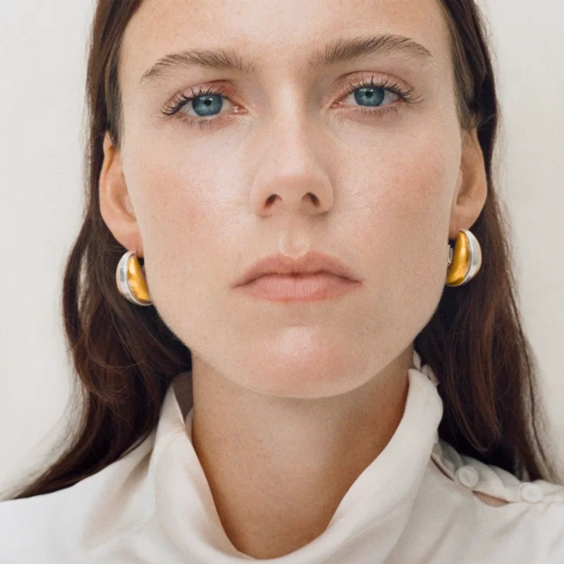 Modern Minimalist 18K Gold Stainless Steel Drop Earrings Simple Smooth Semi-Circular Design Gold Earrings - Image 2