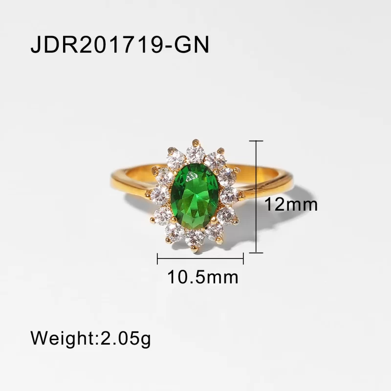 Exclusive Shiny Cubic Zircon Stacking Evil Eyes Flower Waterdrop 18K Gold Plated Stainless Steel Opening Rings - Image 4