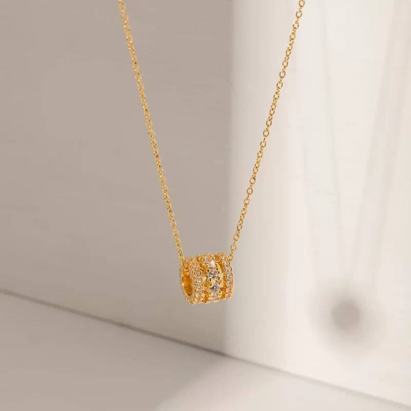 J&D 18K Gold Plated Stainless Steel Minimalist Jewelry Round Shaped Cubic Zircon Choker Necklace Women - Image 3