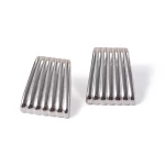 Chunky Jewelry 18K Gold Plated Texture Earrings Statement Stainless Steel Rectangular Stripe Earring