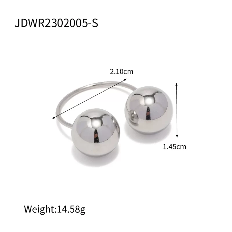 Manufacturer's High Quality Minimalist Opening Ring 18K Gold & Silver Plated Geometric Ball Stainless Steel Engagement Jewelry - Image 5