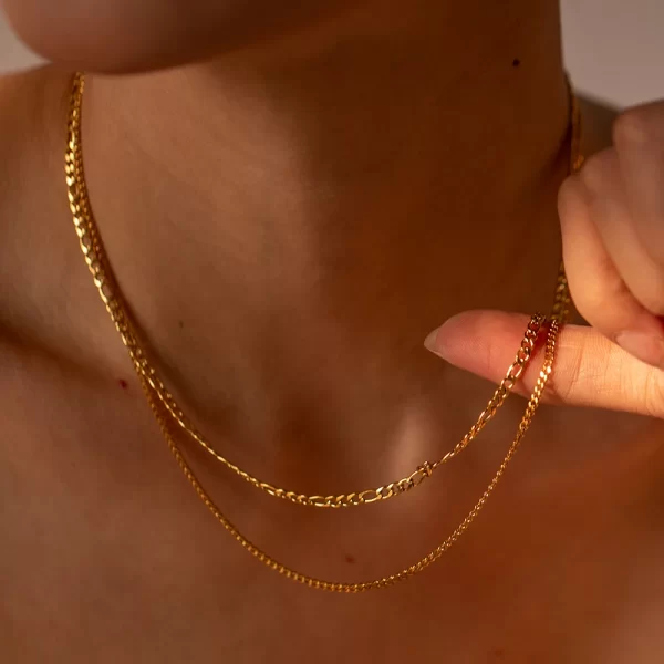 J&D 2023 Women's 18K Gold PVD Plated Stainless Steel Link Chain Statement Necklace New Arrival Waterproof Classic Style