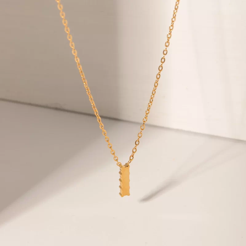 J&D Jewelry Geometric 18K Gold Plated Stainless Steel Bar Clear Cubic Zirconia Pendant Necklace for Women - Image 5