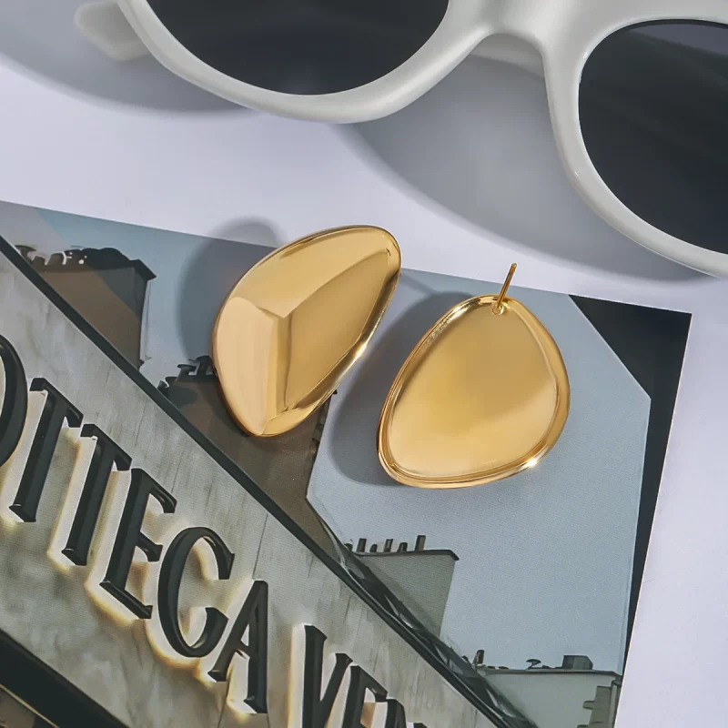 18K Gold Stainless Steel Female Earrings Non-Fading Trendy Stud Style  European American Fashion Geometric Pattern - Image 5