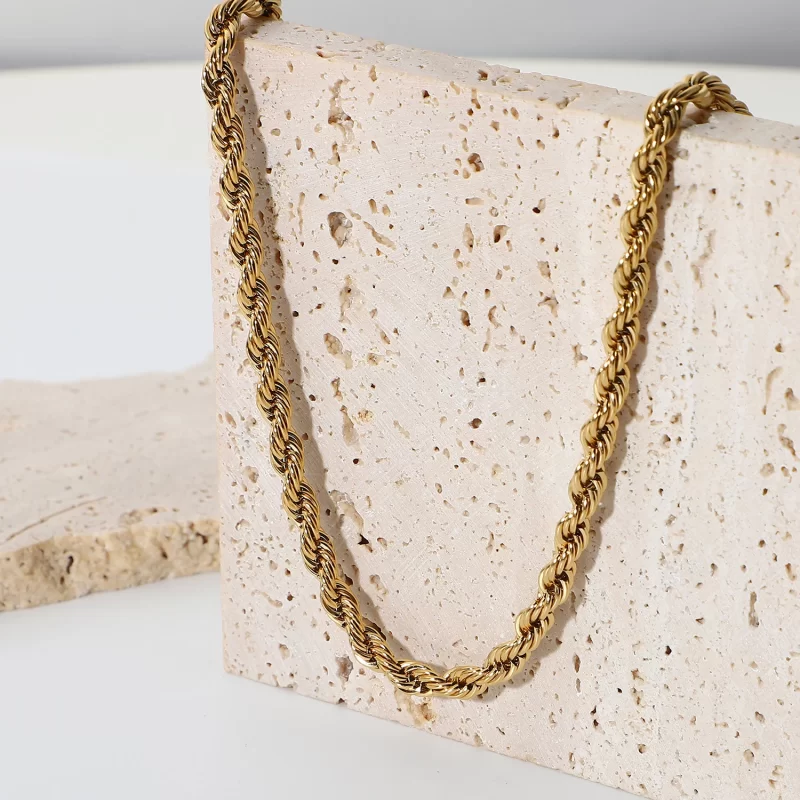 5mm Chunky Twisted Chain Necklace Women 18K Gold Stainless Steel Twisted Rope Chain Choker Necklace For Hip Pop Jewelry - Image 5