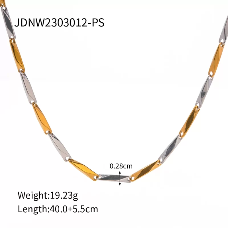 Stainless steel color-matched handcrafted melon seed chain necklace - Image 5