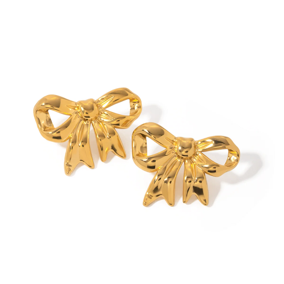 New Trend Luxury Earrings Women 18K Gold Plated Stainless Bow Shaped Earrings for Girls