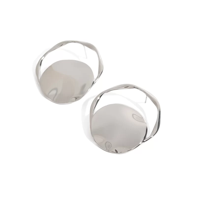 Stainless Steel Oversized Polished Bold Statement Fashion Jewelry Hollow Round Hoop Earrings