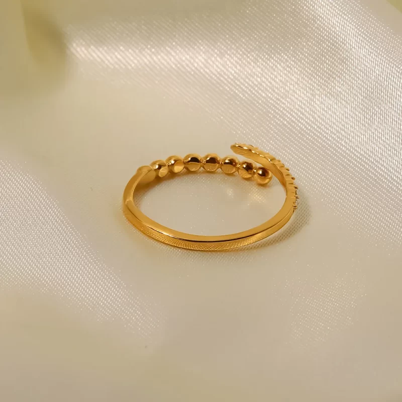 Dainty 18K Gold Plated Beads Layered Zircon Inlaid Stainless Steel Rings Minimalist Jewelry - Image 4
