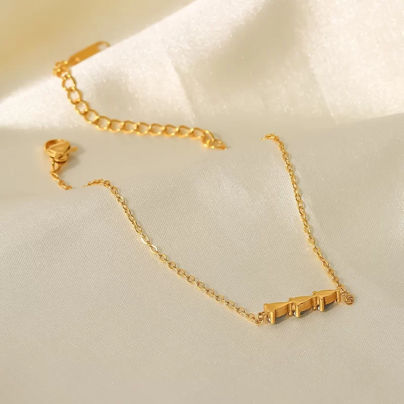 Dainty 18K Gold Plated Stainless Steel Fine Charm Mulit Cubic Zirconia Water Drop Pendant Bracelet for Women - Image 4