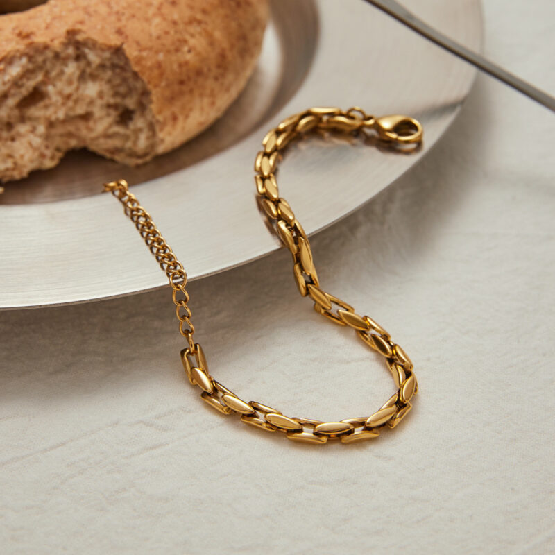 J&D Waterproof Tarnish Free 18K Gold Stainless Steel Hypoallergenic Classic Watch Chain Bracelet - Image 2