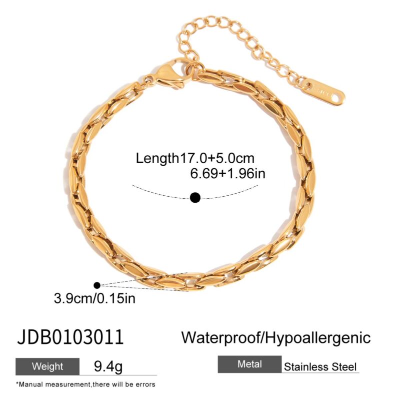 J&D Waterproof Tarnish Free 18K Gold Stainless Steel Hypoallergenic Classic Watch Chain Bracelet - Image 5