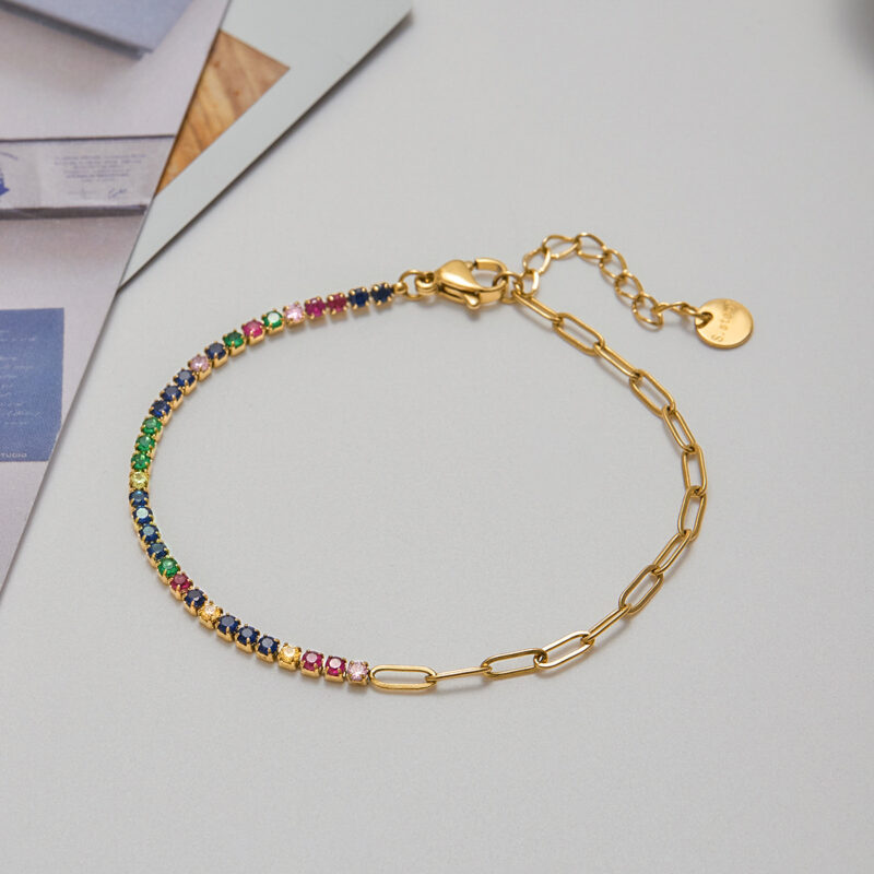 Hot Sale Stainless Steel Zircon Bracelet PVD Gold Plated Titanium Steel Jewelry Wholesale - Image 3