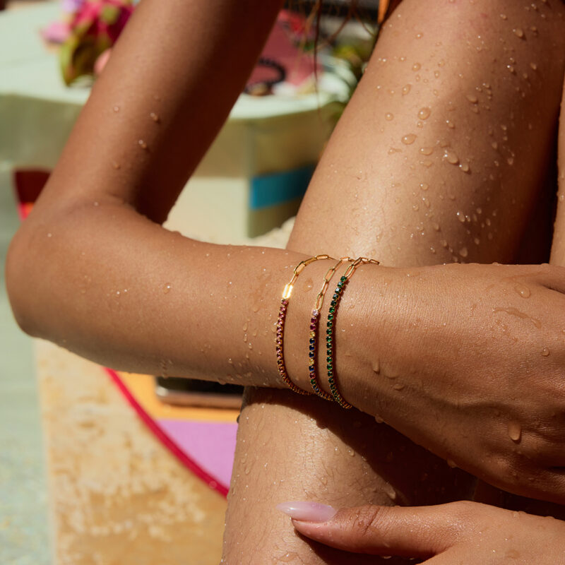 Trendy Stainless Steel Zircon Bracelet PVD Gold Plated Luxury Titanium Steel Bangle - Image 3