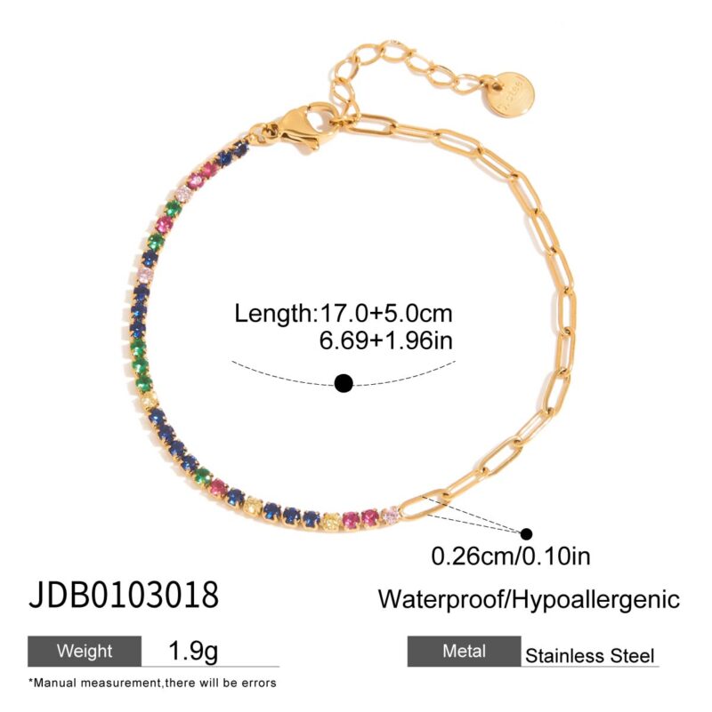 Hot Sale Stainless Steel Zircon Bracelet PVD Gold Plated Titanium Steel Jewelry Wholesale - Image 5
