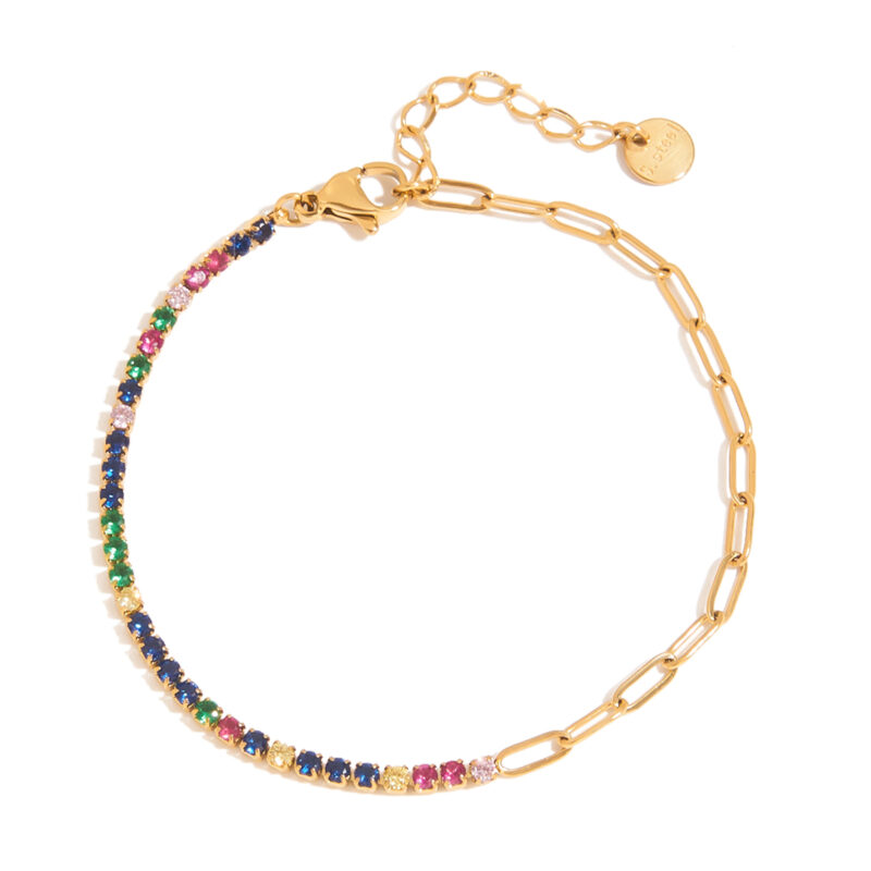 Hot Sale Stainless Steel Zircon Bracelet PVD Gold Plated Titanium Steel Jewelry Wholesale