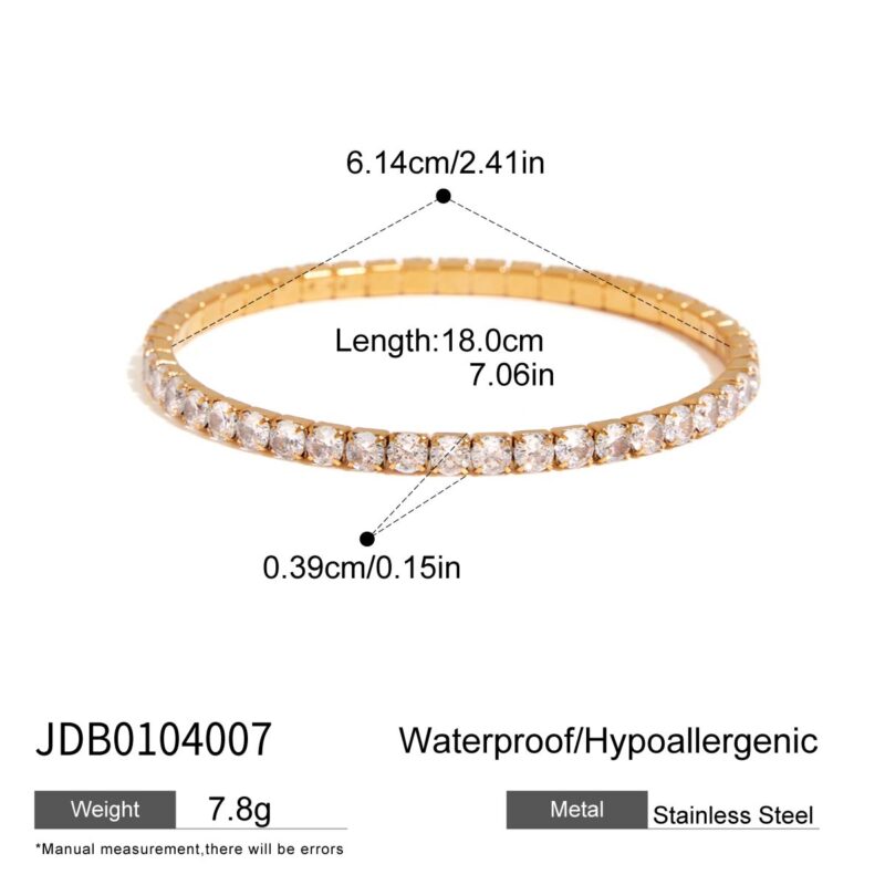 J&D 18K Gold Plate Stainless Steel Bangle Wrist Jewelry Fashionable Luxury Elegant Rhinestone Bracelet - Image 6