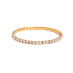 J&D 18K Gold Plate Stainless Steel Bangle Wrist Jewelry Fashionable Luxury Elegant Rhinestone Bracelet