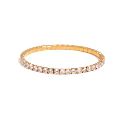 J&D 18K Gold Plate Stainless Steel Bangle Wrist Jewelry Fashionable Luxury Elegant Rhinestone Bracelet