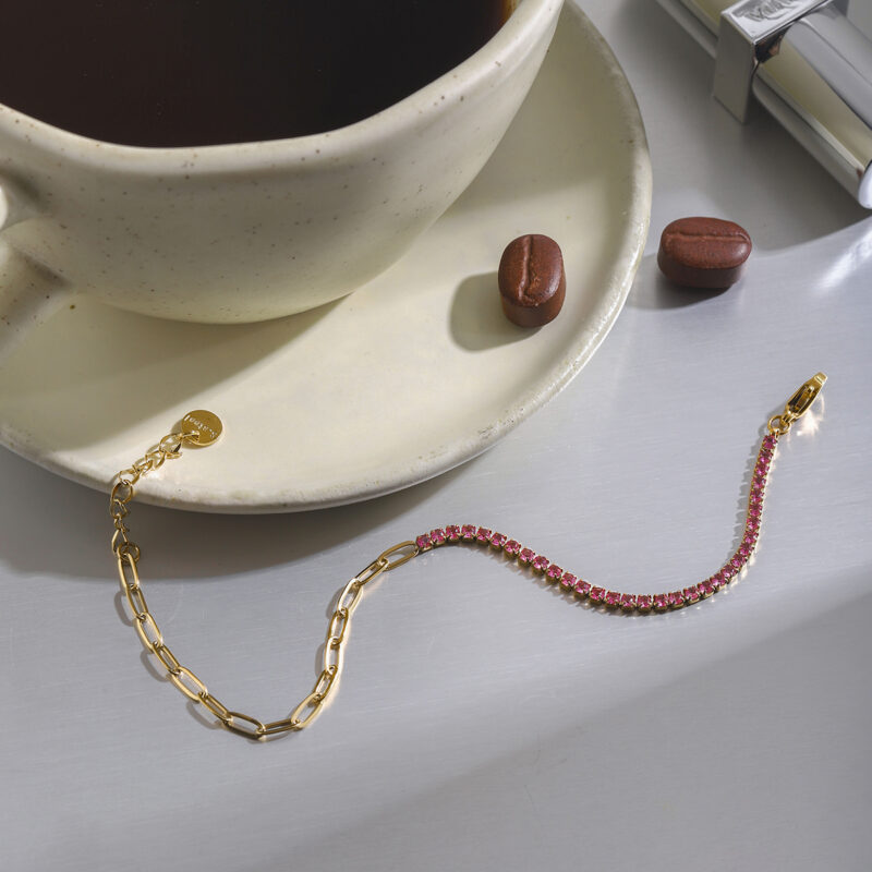 Trendy Stainless Steel Zircon Bracelet PVD Gold Plated Luxury Titanium Steel Bangle - Image 2