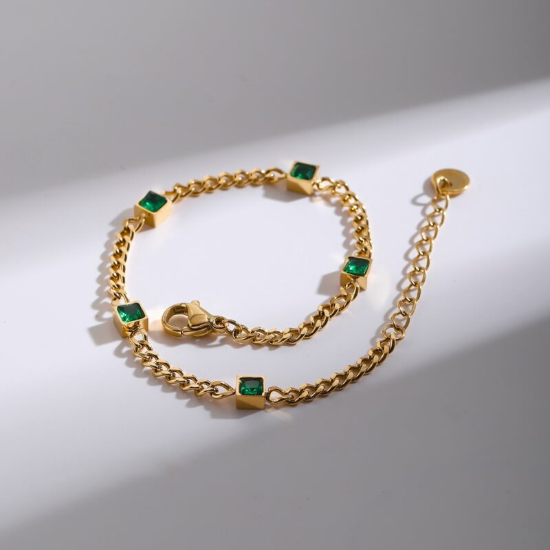 JD Stainless Steel Stackable PVD Gold Plated Chain Bracelet with Cubic Zirconia Fashion Bracelet Jewelry for Women - Image 6