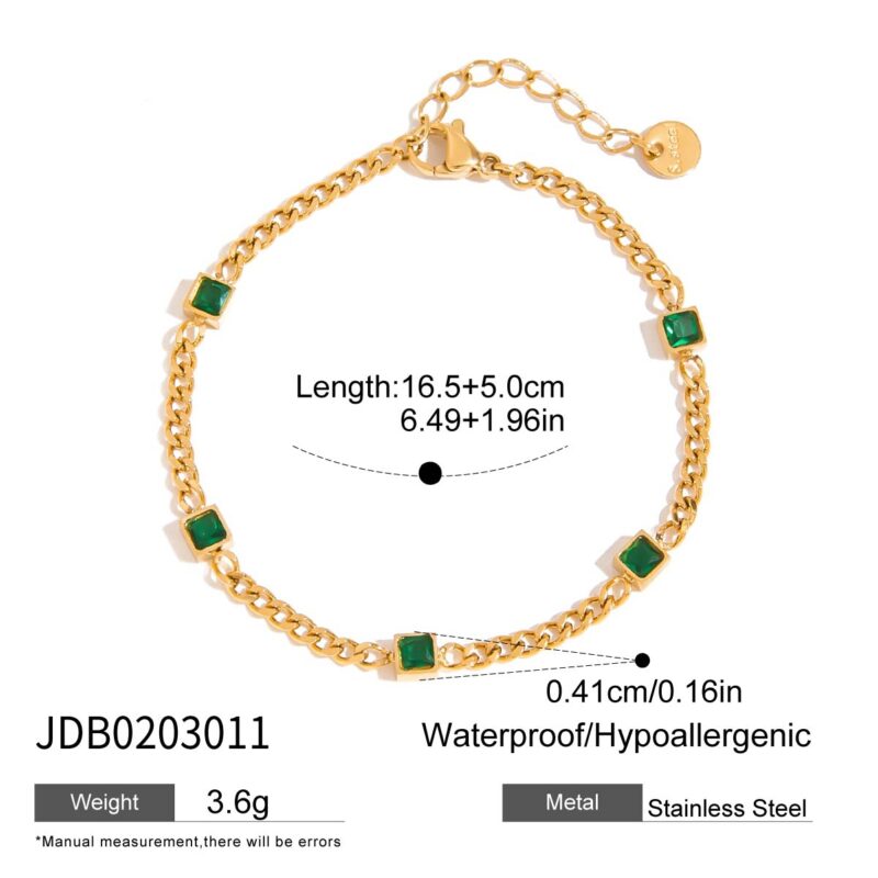 JD Stainless Steel Stackable PVD Gold Plated Chain Bracelet with Cubic Zirconia Fashion Bracelet Jewelry for Women - Image 4