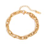 Wholesale Titanium Steel Flower Choker Necklace Set - 16+5cm Bracelet, Vintage INS Fashion Jewelry for Women