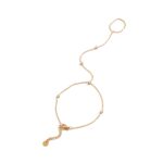 J&D 18K Gold Plated Stainless Steel Bracelets Holiday Jewelry White Zircon Hand Chain Finger Bracelet