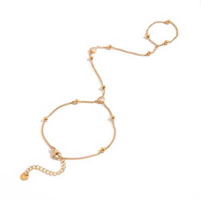 J&D 18K Gold Plated Stainless Steel Bracelets Holiday Jewelry White Heart Zircon Hand Chain Finger Bracelet