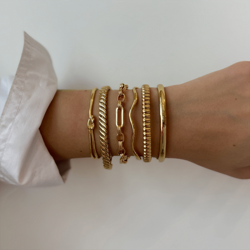 Women's Classic 18K Gold Stainless Steel Smooth Minimalist Open Bangle Bracelet - Image 6