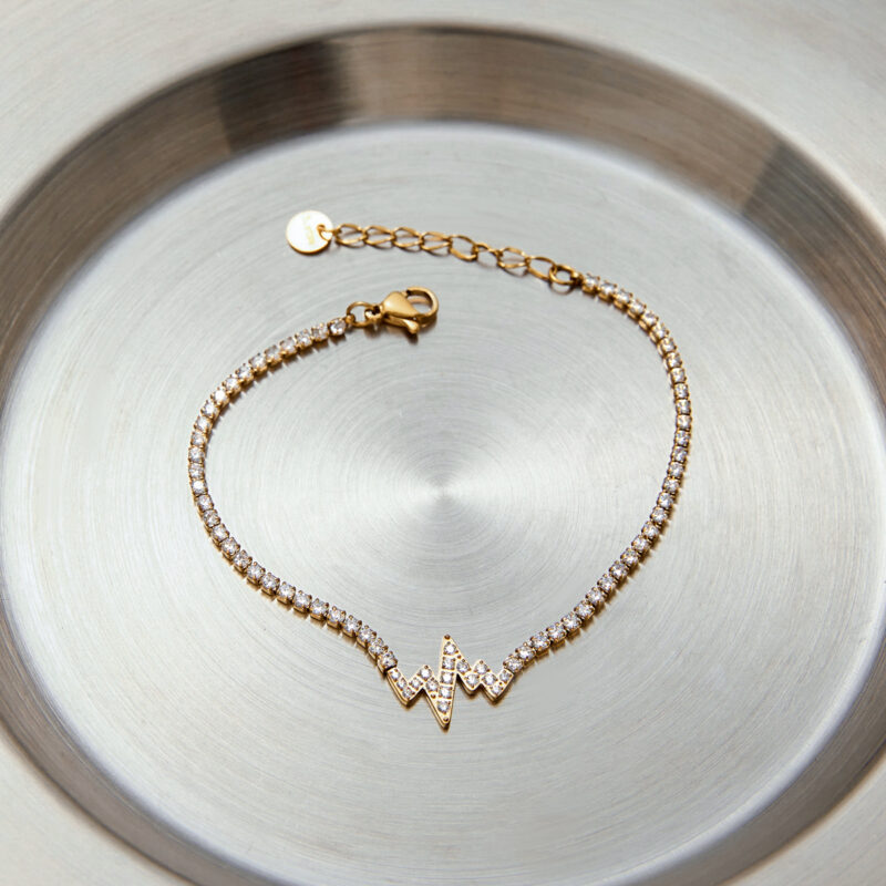 J&D 18K Gold Plate Stainless Steel Bracelet Trendy Sweet Romance Zircon Hollow Heart Bowknot Bracelets - Image 2