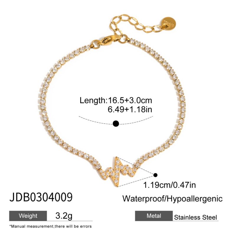 J&D 18K Gold Plate Stainless Steel Bracelet Trendy Sweet Romance Zircon Hollow Heart Bowknot Bracelets - Image 5