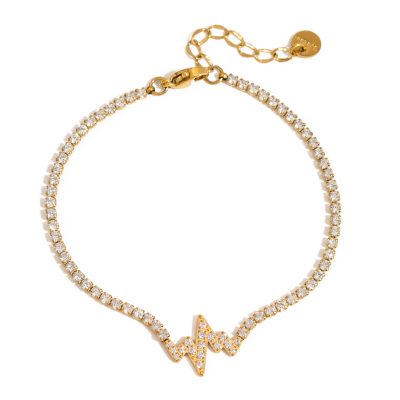 J&D 18K Gold Plate Stainless Steel Bracelet Trendy Sweet Romance Zircon Hollow Heart Bowknot Bracelets