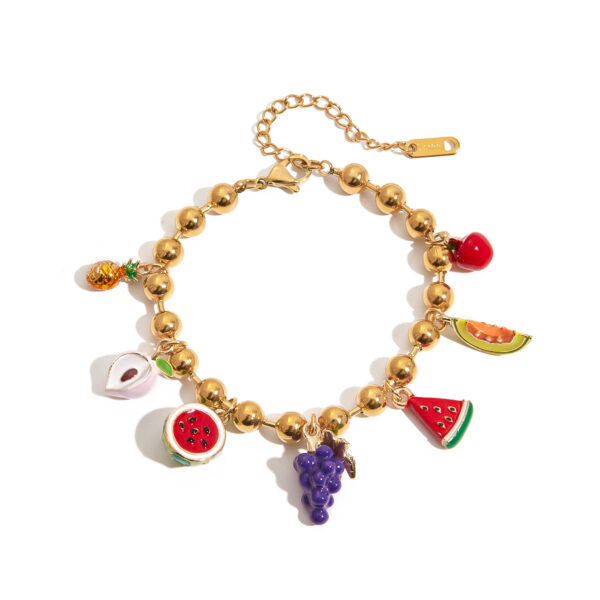 Sweet Romantic Women's 18K Gold Painted Fruit Charm Bracelet