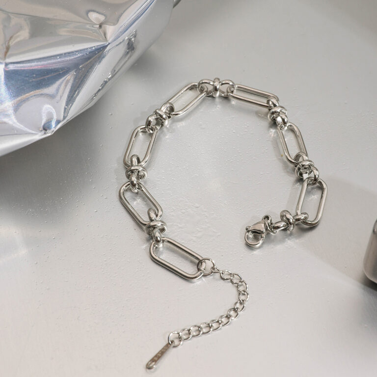 Women's Bold Stainless Steel Wide Chain Cross Clasp Bracelet - Image 2