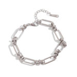 Women's Bold Stainless Steel Wide Chain Cross Clasp Bracelet