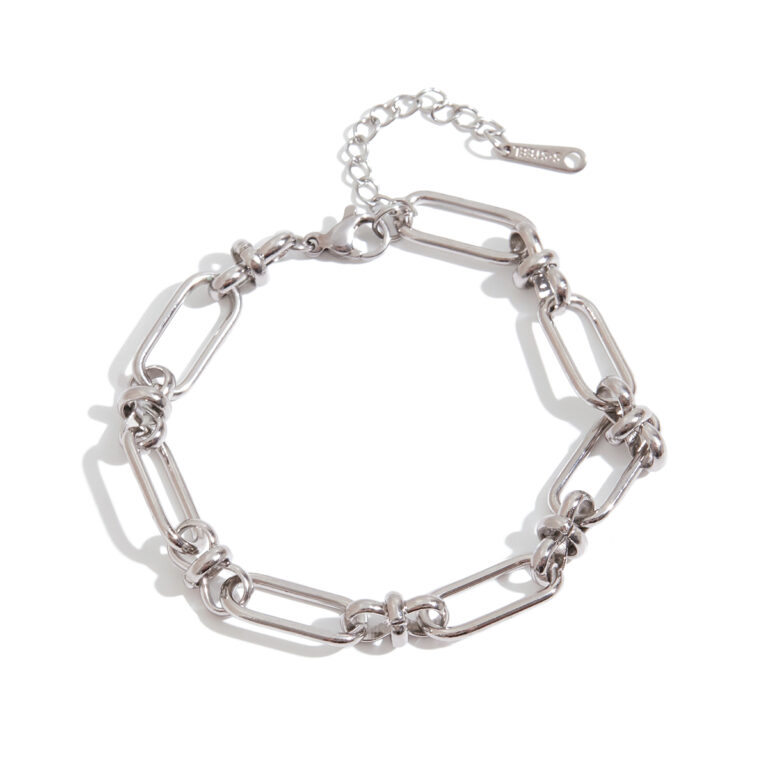 Women's Bold Stainless Steel Wide Chain Cross Clasp Bracelet