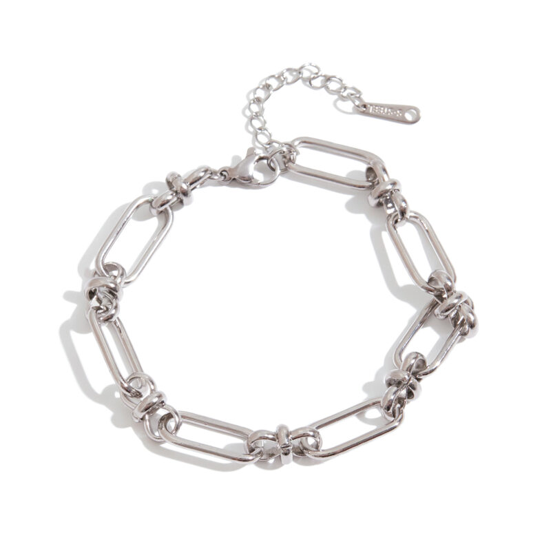 Women's Bold Stainless Steel Wide Chain Cross Clasp Bracelet