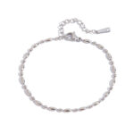 Classic Steel Stainless Steel Oval Bead Chain Bracelet 16.5+5cm for Women