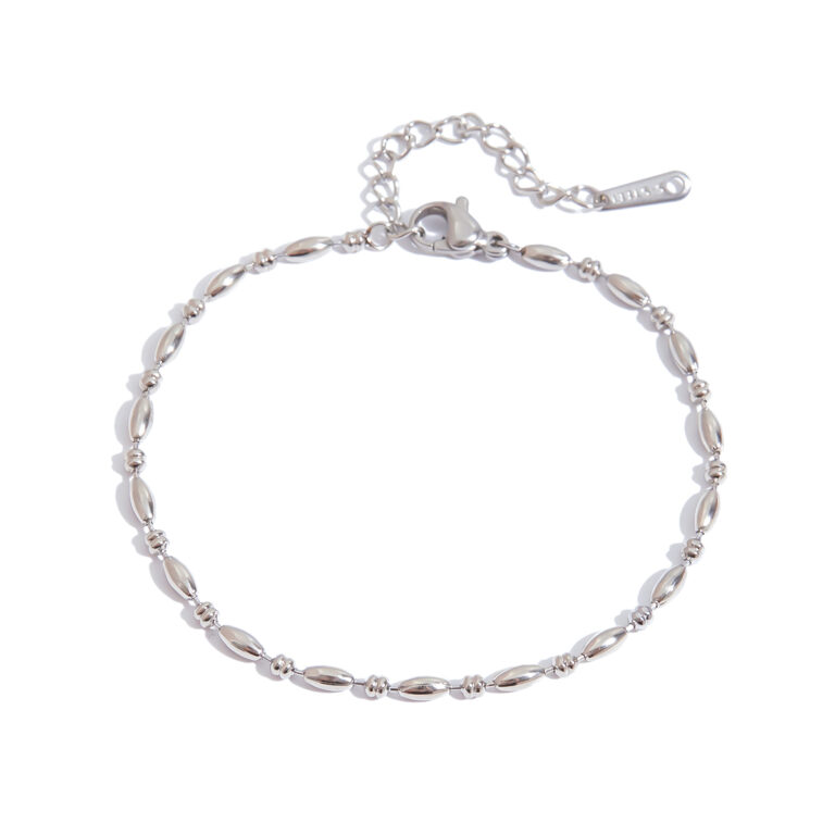 Classic Steel Stainless Steel Oval Bead Chain Bracelet 16.5+5cm for Women