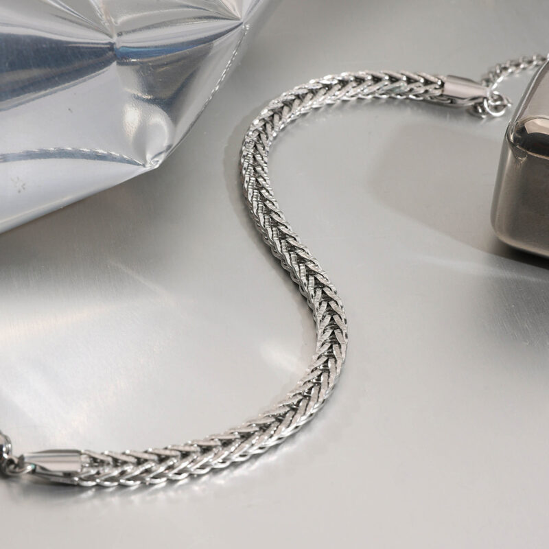 Women's Minimalist Stainless Steel Cross Link Chain Bracelet - Image 3